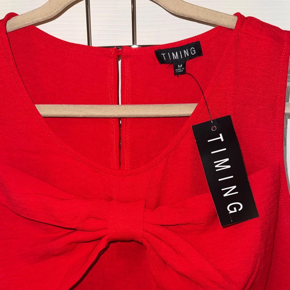Timing Women’s Red Bow Accent Blouse - Picture 3 of 4